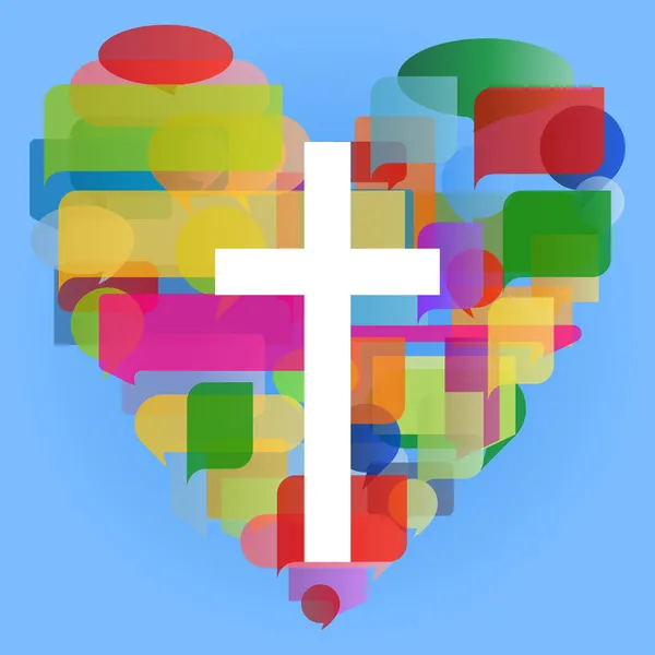 Kristendomen religion cross mosaik hjärtat begreppet abstrakt bakgrunds — Stock vektor
