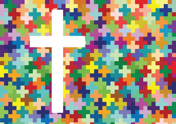 Christendom-Religie cross mozaïek concept abstracte achtergrond v — Stockvector