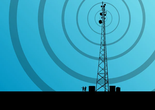 Telecomunicaciones estación base telefonía móvil torre de radio con en Vectores de stock libres de derechos