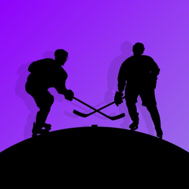 aktif genç adam buz hokeyi spor siluet pateni kış s