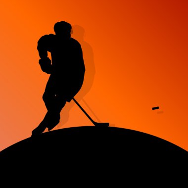 aktif genç adam buz hokeyi spor siluet pateni kış s