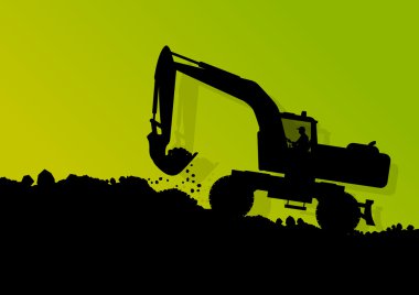 Ekskavatör yükleyici hidrolik Makina traktör ve kazma işçiler bir