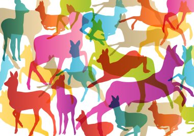 Doe venison deer silhouettes in abstract animal background illus clipart