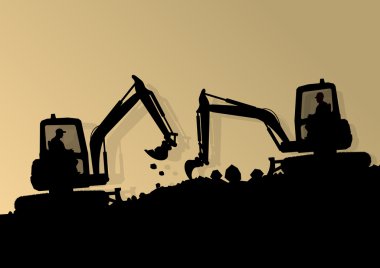 Ekskavatör yükleyici hidrolik Makina traktör ve kazma işçiler bir