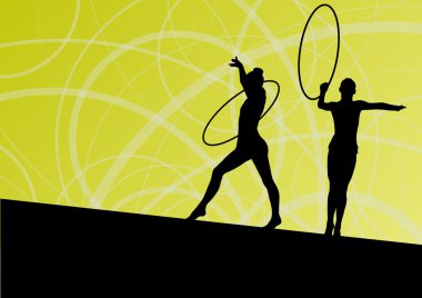 aktif genç kızların jimnastik spor jimnastikçiler siluetleri sp