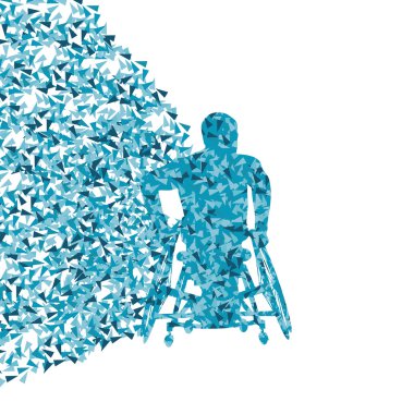 Man in wheelchair, disabled person vector abstract background co