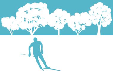 kayakçı kış orman vektör arka plan soyut kavram olarak