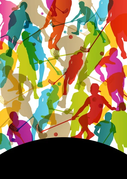 Joueurs de balle au sol hommes actifs silhouettes sportives vectoriel abstrait — Image vectorielle