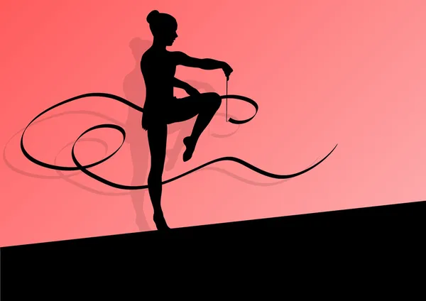 Active jeune fille calisthenics sport gymnaste silhouette en acrob — Image vectorielle