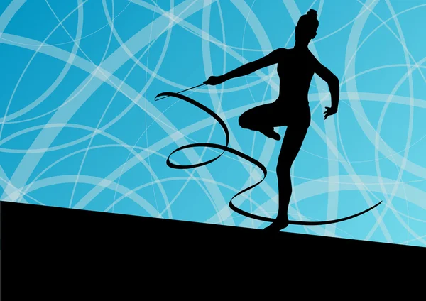 Aktivní mladá dívka rozcvičku sportovní gymnastka silueta v acrob — Stockový vektor