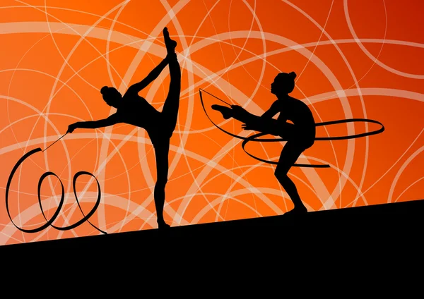 Active jeune fille calisthenics sport gymnaste silhouette en acrob — Image vectorielle