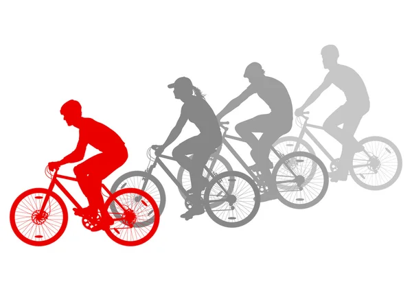 Sport weg fiets renners fiets silhouetten vector achtergrond win — Stockvector