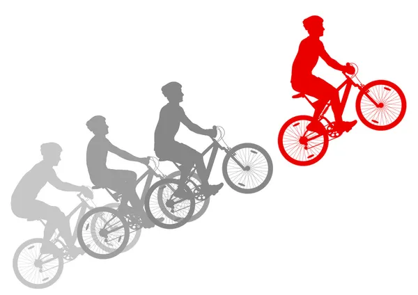 体育路骑自行车的人骑自行车的轮廓矢量背景赢 — 图库矢量图片