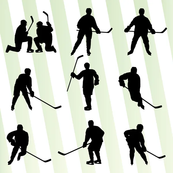 Ice hockey player silhouette sport abstract vector background — Stock Vector