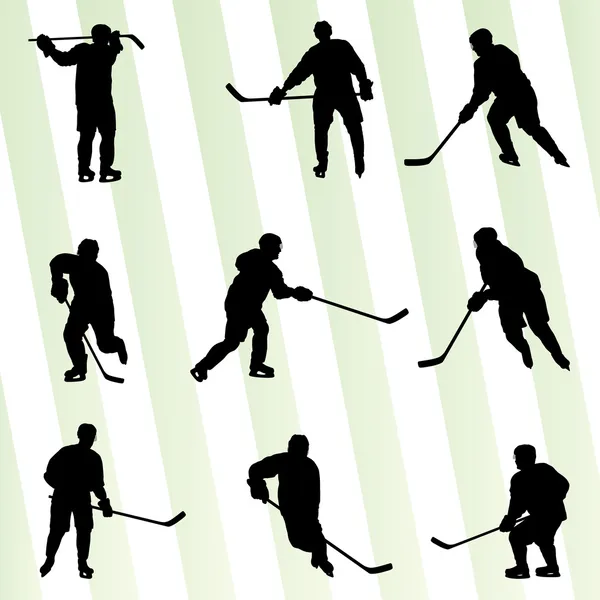 Hielo jugador de hockey silueta deporte abstracto vector fondo — Vector de stock