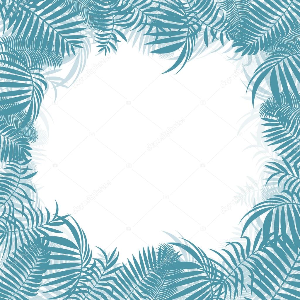 Tropical jungle rain forest vector background blank frame templa