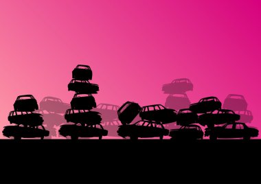 eski el Otomobil araba scrapyard mezarlık manzarada metal 