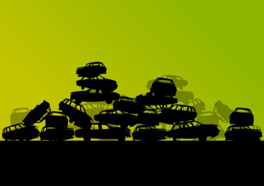 eski el Otomobil araba scrapyard mezarlık manzarada metal 