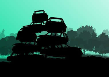 eski el Otomobil araba scrapyard mezarlık manzarada metal 