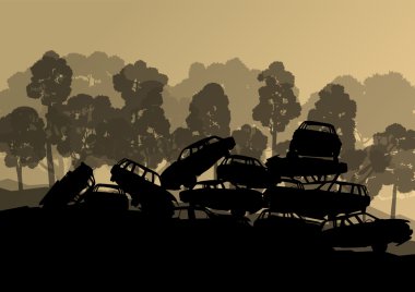 eski el Otomobil araba scrapyard mezarlık manzarada metal 