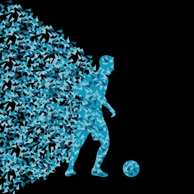 Futbol oyuncu kazanan vektör arka plan kavramı üzerine siyah izole