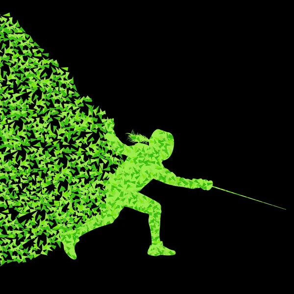 Szermierka graczy aktywny sport sylwetka tło ilustracja — Wektor stockowy