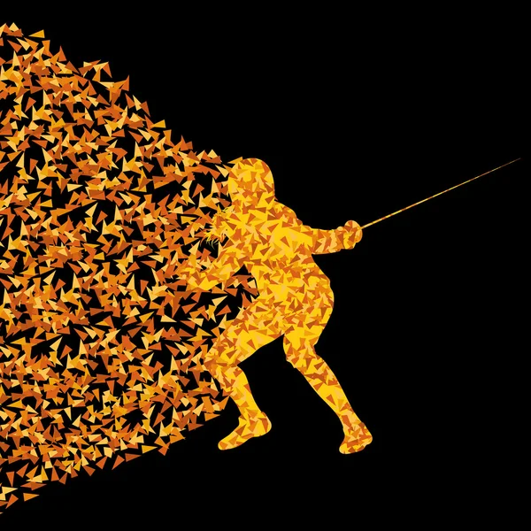Fäktning spelare active sports silhuett bakgrund illustration — Stock vektor