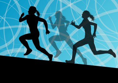 aktif kadın siluetleri illüstrasyon ab çalışan Atletizm spor