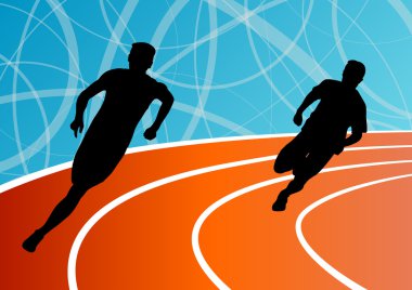 aktif erkek atlet spor Atletizm siluetleri illustrati çalışan