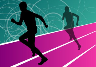 aktif erkek atlet spor Atletizm siluetleri illustrati çalışan