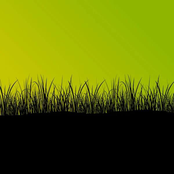 Herbe verte et plantes illustratio paysage silhouette détaillée — Image vectorielle