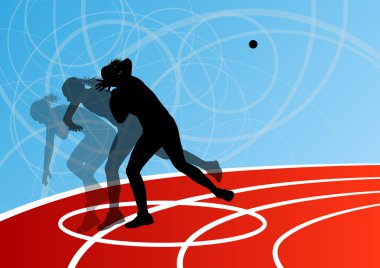 etkin atış atıcı kadın spor Atletizm topu atma silhouett