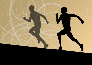 aktif erkek atlet spor Atletizm siluetleri illustrati çalışan