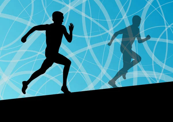 Actieve mannen loper sport Atletiek silhouetten illustrati uitgevoerd — Stockvector