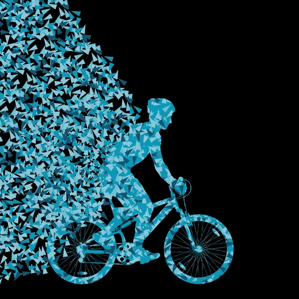 Sport-Fahrrad und Fahrer-Vektor-Konzept Hintergrund aus Fragmenten — Stockvektor