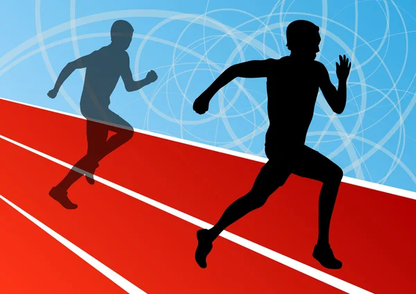 Actieve mannen loper sport Atletiek silhouetten illustrati uitgevoerd — Stockvector