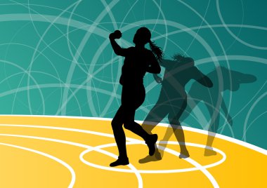 etkin atış atıcı kadın spor Atletizm topu atma silhouett