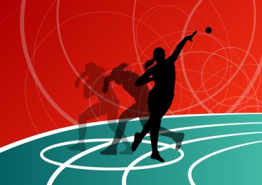 etkin atış atıcı kadın spor Atletizm topu atma silhouett
