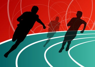 aktif erkek atlet spor Atletizm siluetleri illustrati çalışan