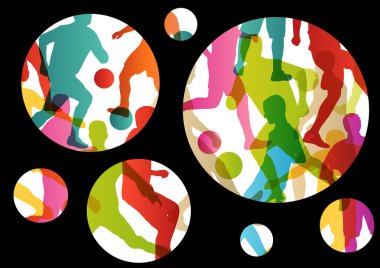 futbol Futbol oyuncular aktif spor siluetleri vektör soyut