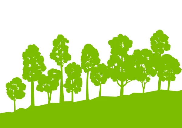 生態学の概念の詳細な森林木イラスト ベクトル backgro — ストックベクタ