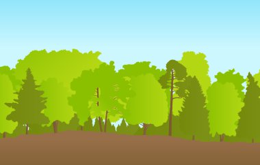 Yaz vektör arka plan manzara orman