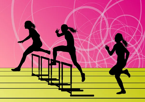 silhou çalışan aktif kadınlar kız spor Atletizm Engelli bariyer