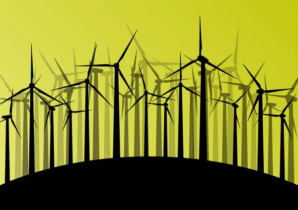 风力发电机和风车详细的生态选出 — 图库矢量图片