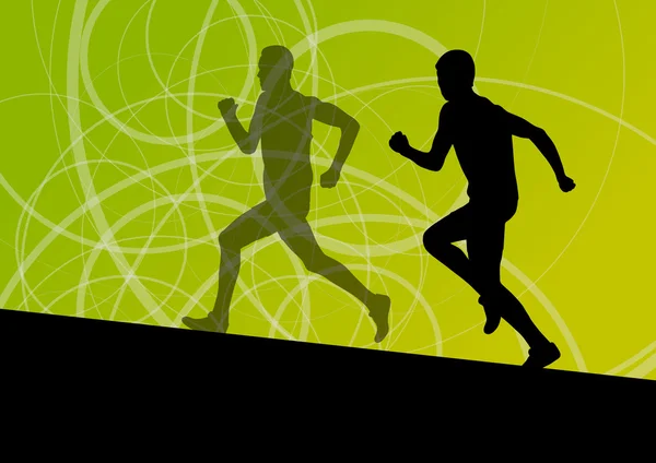 Hommes actifs coureur sport athlétisme courir silhouettes illustrati — Image vectorielle