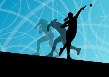 etkin atış atıcı kadın spor Atletizm topu atma silhouett