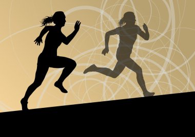 aktif kadın siluetleri illüstrasyon ab çalışan Atletizm spor