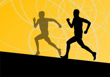 aktif erkek atlet spor Atletizm siluetleri illustrati çalışan
