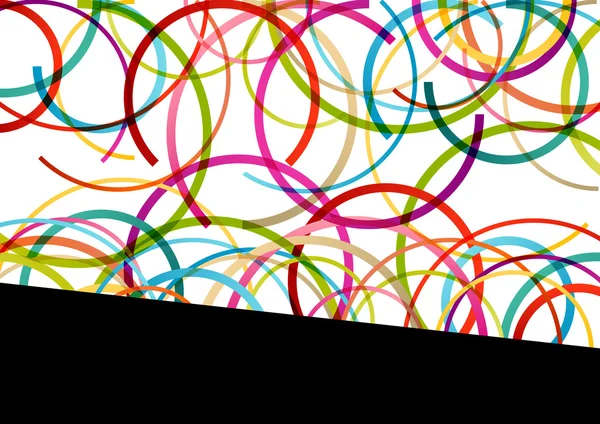 Renk çemberi yuvarlak elips çizgiler dalgalar renkli mozaik soyut — Stok Vektör