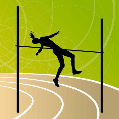yüksek atlama Atletizm aktif kadın kız spor siluet kavramı ı